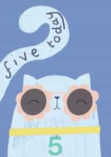 Cute Birthday Card - 5th - Cat created by Vicky Carpenter