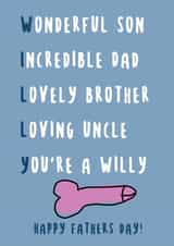 WILLY card for a lovely man in your life created by Pip Page