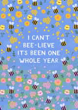 Cute Bee One Year Anniversary Card 1st created by Pear Tree Press