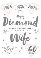 Pretty Anniversary Card - Diamond - 60th - Wife created by Juniper and Rose Studio