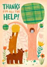 Cute Thank You Card - Bears Helping Each Other - Thanks for All the Help! created by Kay Wolfersperger