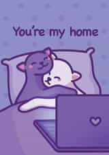 Cute Anniversary Card - Cuddling Cats - You're My Home created by Mona Mauve