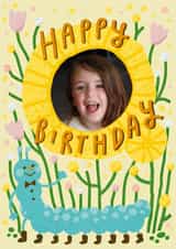 Personalised Birthday Photo Card created by Yan Yu Lee - Caterpillar Cute Birthday Personalised Photo Card 22093