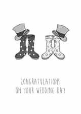 Cute hand drawn Mr and Mr Wedding Day congratulations card - Gay - LGBTQ Wedding created by The Blue Little Birdie Card Company