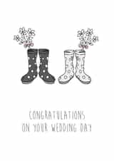 Cute hand drawn Mrs and Mrs Wedding Day card - Lesbian - LGBTQ Wedding created by The Blue Little Birdie Card Company