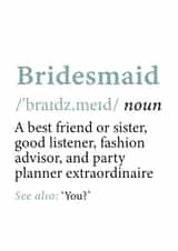 Cute Bridesmaid Definition Card - Will You Be My Bridesmaid? created by @RoseDesignCards