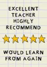 Teacher Review Card created by Rosie Johnson Illustrates