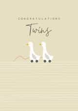 Modern/contemporary Twins card - ducks created by Laura Darrington Design Ltd.