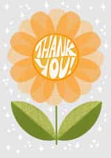 Cute Thankyou card - Retro Sunflower _ Thankyou created by Louise Brainwood