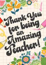 Pretty Thank you card - for a teacher - An amazing Teacher created by Kasia Cards