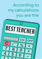 Best Maths Teacher Calculator Thank You Card created by Simply Nix