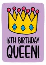 16th Birthday Card | Cute Queen Card created by TeePee Creations
