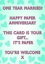 Cheeky Anniversary Card - 1st - Paper created by Poppy & Mabel 