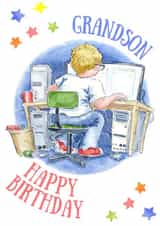 Grandson computer birthday card created by Kate Garrett