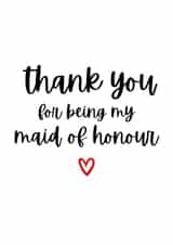 Thank you maid of honour wedding bridesmaid thanks created by Amy (Hedgecards)