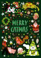 Merry Catmas! A cat themed Christmas card created by Jess Hislop
