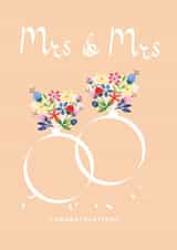 Pretty Wedding Card - Mrs & Mrs - Floral Rings created by SABIVO Design by Sabina