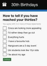 Funny 30th Birthday Card | Cheeky Questions created by Pottsy Prints