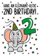 Elephant 2nd Birthday Card | Cute Birthday Card for Child created by TeePee Creations