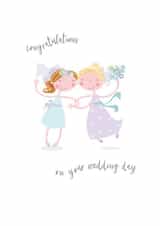 Cute Wedding Card - Lesbian Couple - Congratulations created by Pink Pig