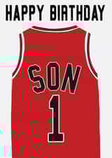 Chicago Bulls Inspired, Basketball Jersey Birthday Card For A Number One Son created by Courtside