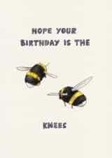 Hand-drawn pencil birthday card - Hope your birthday is the bees knees created by Roisin Cafferty