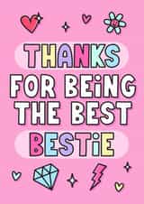 Cute Pink BFF Card for Bestie, Best Friend - Thanks for Being the Best Bestie created by Danika Draws