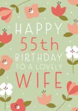 Pretty Birthday Card - 55th - Wife created by Juniper and Rose Studio