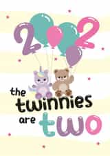 Cute Birthday Card - Twins - 2nd - For Her created by Rulu