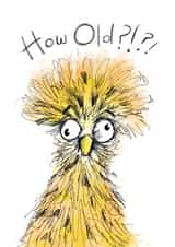 Funny Birthday card - How Old? created by Brush and Brew Illustrations