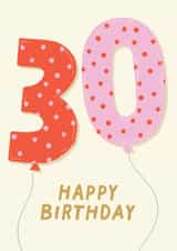 Cute Birthday Card - 30th - For Her created by Pixie Studio