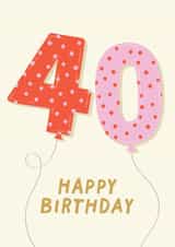 Cute Birthday Card - 40th - For Her created by Pixie Studio