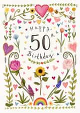 Pretty Birthday Card - 50th - Floral created by Love Lucy Illustration