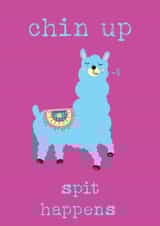 Cute Funny Sympathy Bad News Llama Card - Chin Up Spit Happens - Unlucky created by Hey Lyla Designs