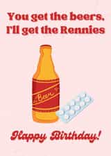 Funny Birthday Card for Friend - Beer and Rennies created by Kiwi & Roff