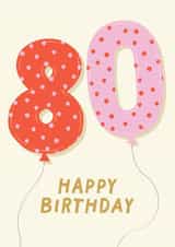 Cute Birthday Card - 80th - For Her created by Pixie Studio