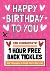 Funny and Sweet Birthday Card - Back Tickles Voucher created by AbiGoLucky