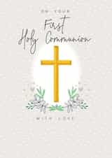 Stylish modern contemporary Holy Communion card, to celebrate your 1st. created by Laura Darrington Design Ltd.