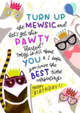 Jazzy Cat Pawty - Birthday Card - For Friends and Family created by daminidesigns