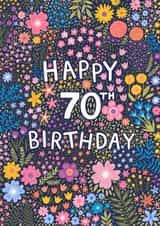Pretty Birthday Card - Floral 70th created by Pear Tree Press