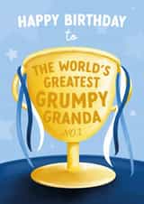 Funny Birthday Card for Grumpy Grandas - Trophy - World's Greatest Grumpy Granda created by Wiggle and Wonder