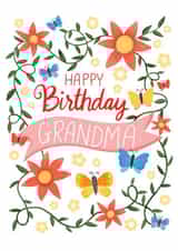 Pretty Birthday Card - For Grandma - Butterfly created by Fox Card Co