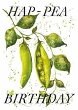 Watercolour peas birthday pun card - Hap-Pea Birthday created by studio frewb