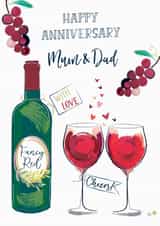 Traditional Anniversary Card - Mum and Dad - Wine created by Katie Phythian Design