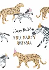 Unisex Birthday Card - Party Animals created by Green Elephant Cards