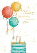 Niece Birthday Card - Cake and Balloons created by Green Elephant Cards