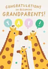 New Grandparents Card - Giraffes and Balloons - Congratulations New Grandparents created by Pixie Studio