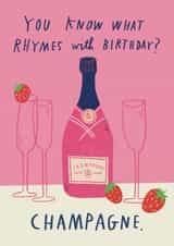 Funny Birthday Card - Champagne Lovers - Champagne & Strawberries created by Alice Mole Illustration