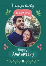 Personalised Anniversary Photo Card created by Evie Garnett Designs - floral lucky Anniversary Personalised Photo Card 11873