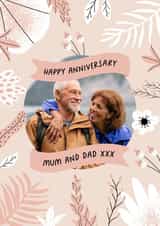 Personalised Anniversary Photo Card created by Evie Garnett Designs - floral parents Anniversary Personalised Photo Card 11874